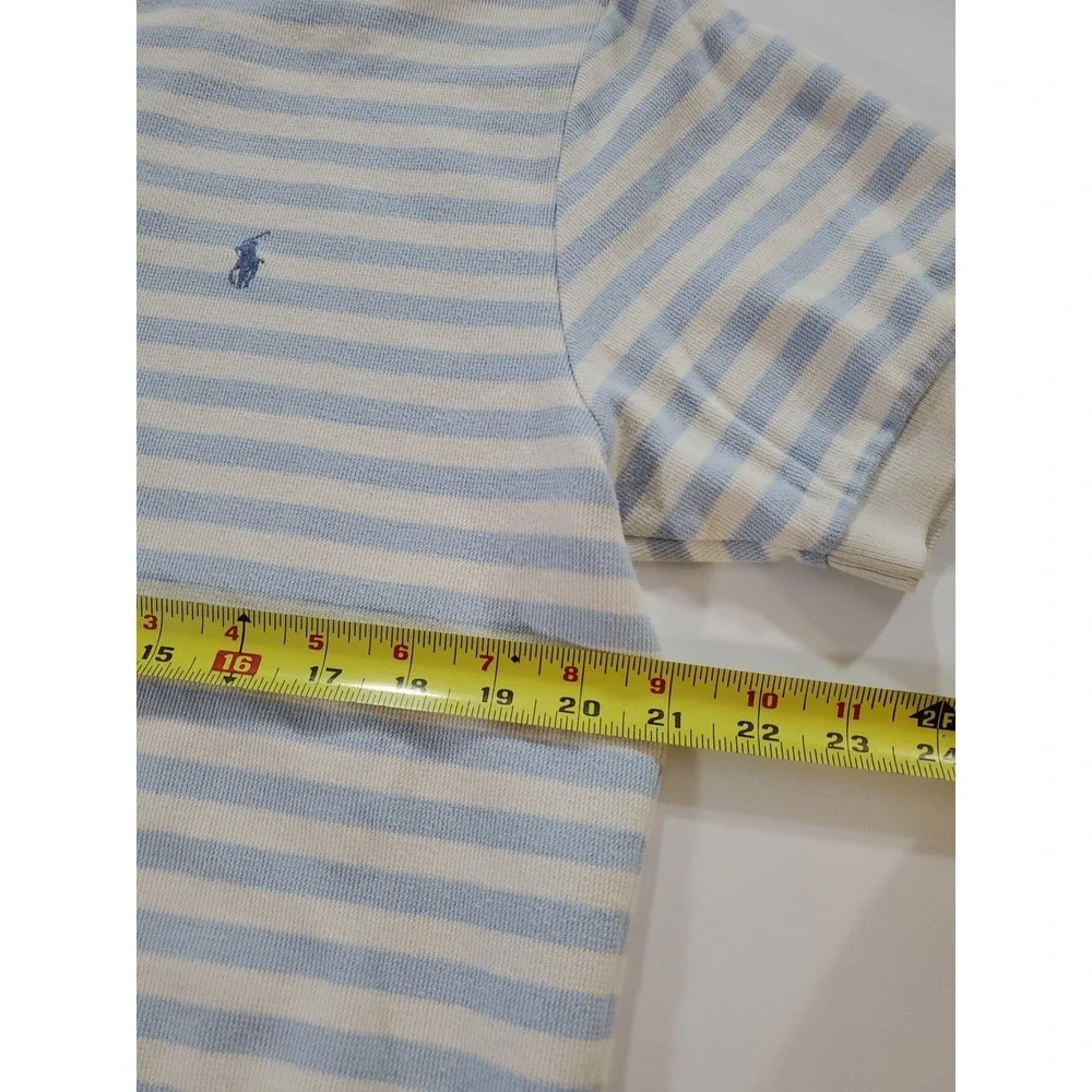 Polo Ralph Lauren Polo Shirt Mens Large White Blue Striped‎ Vintage Shirt